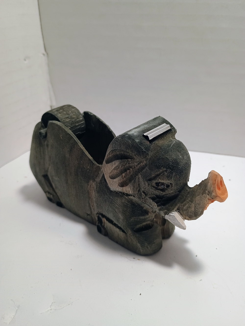 Wooden Elephant Tape Dispenser - Dark Brown